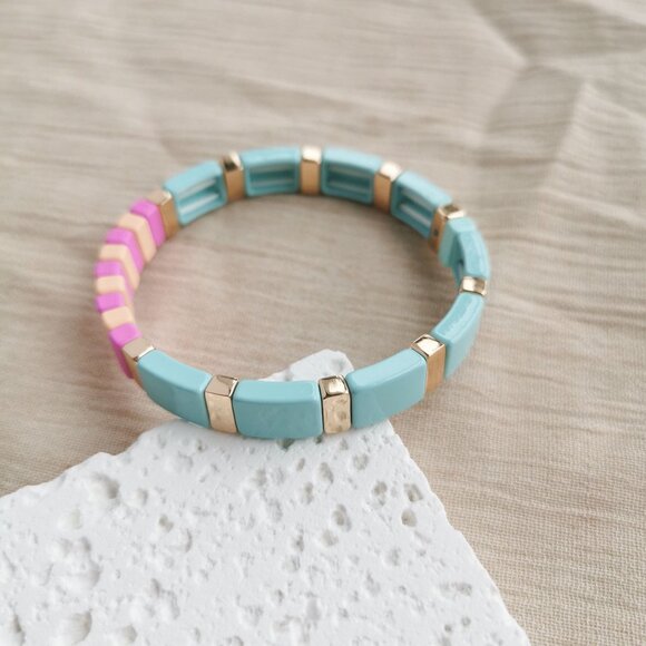 Roxanne Assoulin Rainbow Brite Gold Stretch Bracelet Colorful Fashion Jewelry - Picture 2 of 4